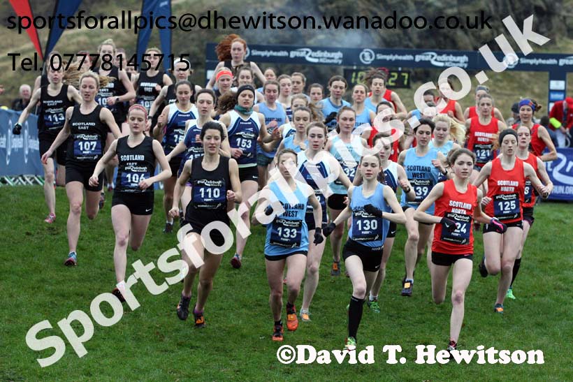 Senior and junior womens Inter-District, 2017 Great Edinburgh Cross Country. Photo: David T. Hewitson/Sports for All PIcs